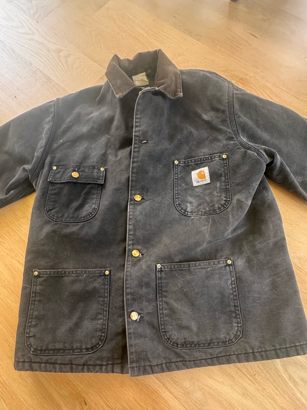 Carhartt work wear blanket lined chore jacket with corduroy collar